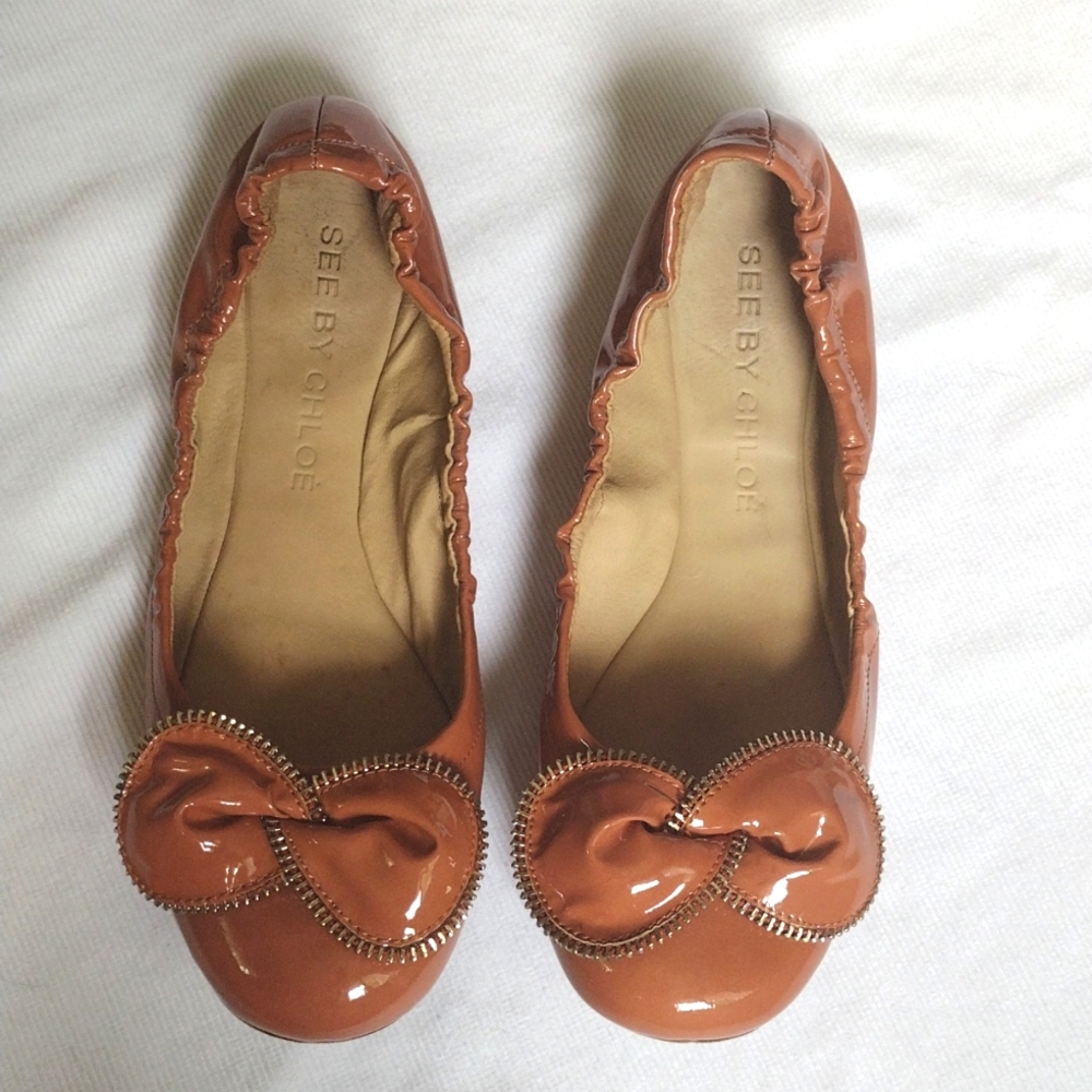 See By Chloe Open Zipper Bow Flats